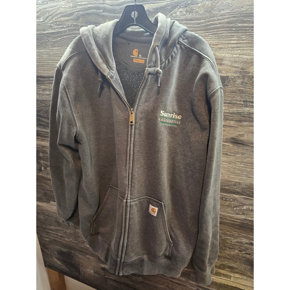 Carhartt Mens XL Original Fit Full Zip Hoodie Charcoal Gray Sunrise Cooperative